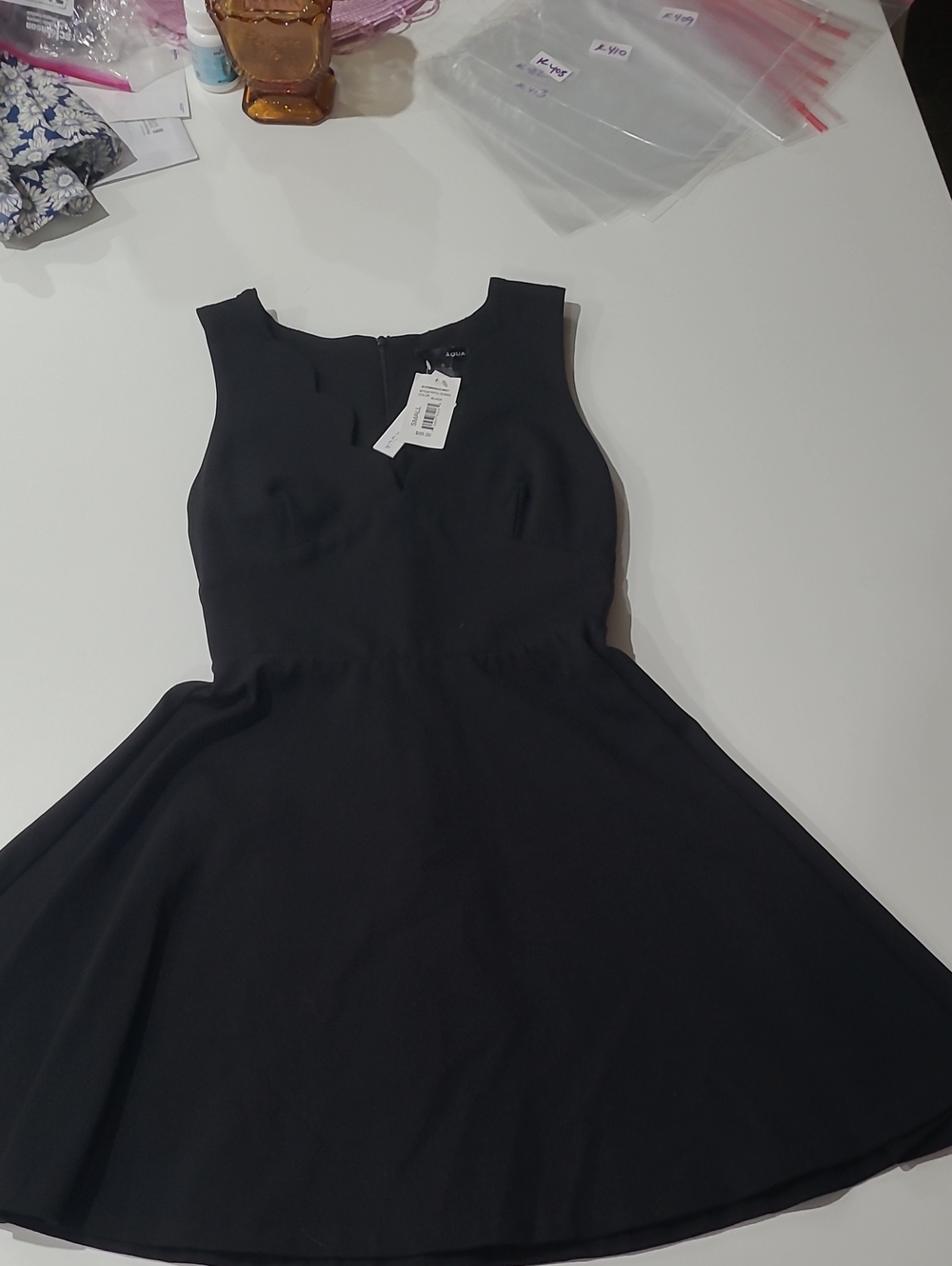 Aqua Black Sleeveless Fit-and-Flare Dress